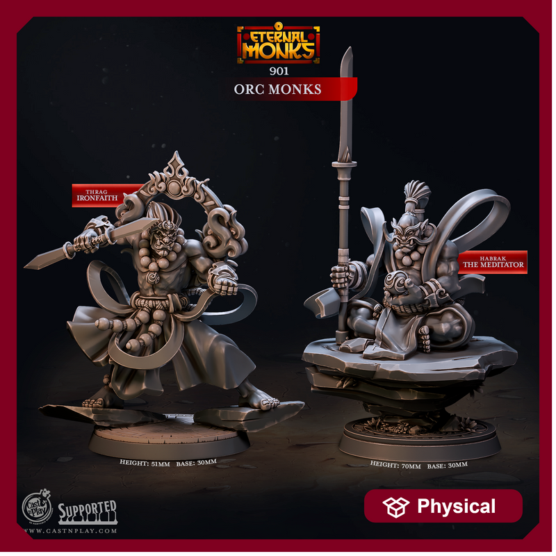 Ork Monks - Eternal Monks - CastNPlay - Terrain Wargaming D&D DnD 28mm 32mm 40mm 54mm