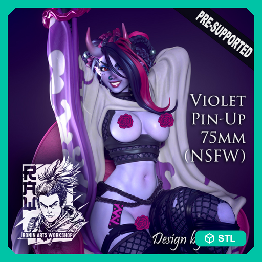Violet Pin Up 75mm (NSFW Version) Pre-Supported - STL only - Only-Games