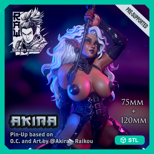 Akira - Dark Elf Pin-Up (75mm+120mm) - STL only - Only-Games