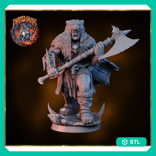 Half-Orc Barbarian Miniature STL | Digital Download - Only-Games