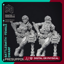 Battlesmith - Artificer- Female Dwarf - PRESUPPORTED - 32mm Scale