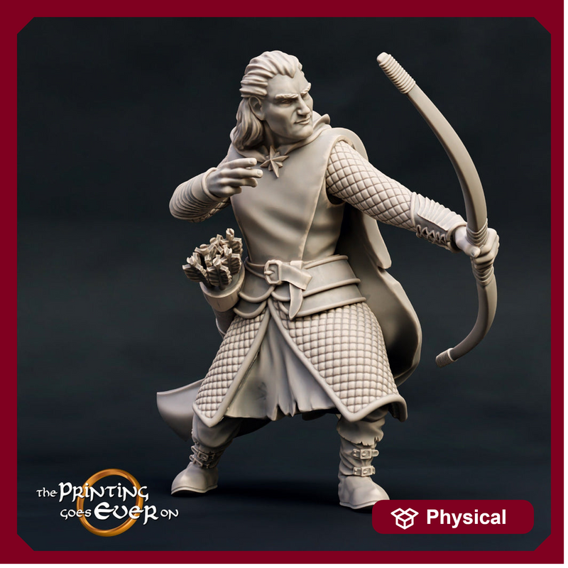 Human Ranger Fighter with Bow and Arrows | Miniature | 28mm Scale | 32mm Scale | Pathfinder Figure | DnD | Human Ranger Figurine unpainted | - Only-Games