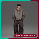 Relaxed Hooded Cap Poser Standing in Cargo Pants and Sneakers