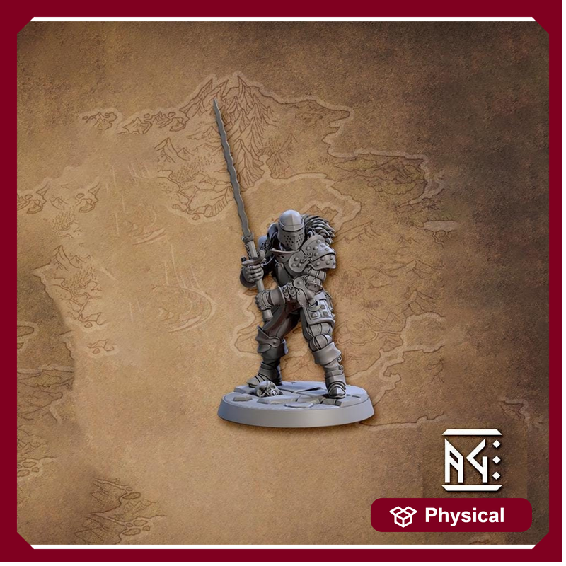 Human Fighter, 2 Handed Sword Platemail | 28mm,32mm,54mm,75mm,100mm Scale Resin Miniature Dungeons and Dragons D&D Pathfinder |Artisan Guild - Only-Games
