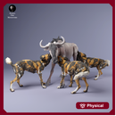 African Painted Dogs vs Wildebeest 1/43