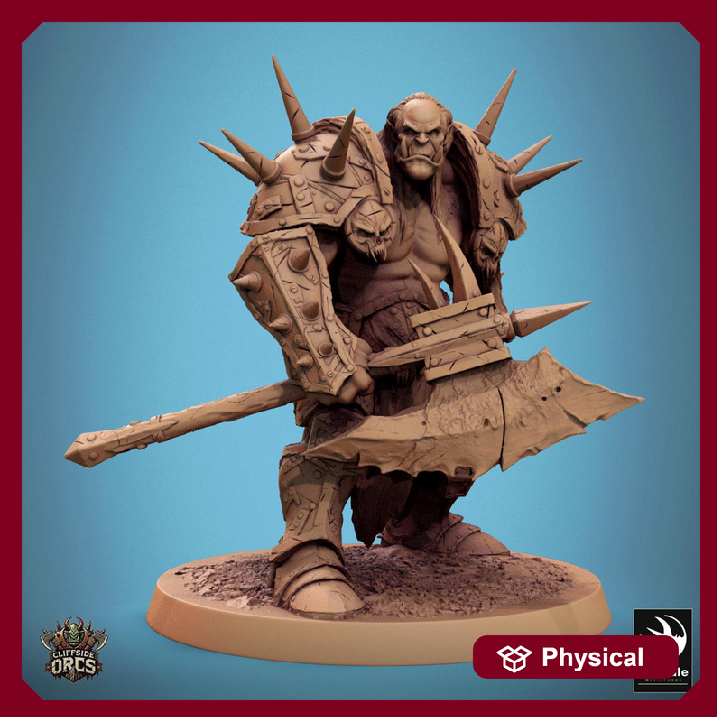 Orc Fighter Barbarian Battle Axe, Half-Orc | Scales: 28mm,32mm ,,54mm,75mm,100mm  Megaboss | Dungeons & Dragons 5e |Pathfinder - Only-Games