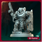 Sci-Fi Soldier Miniature | Shield Rifle Warrior | UNPAINTED Resin RPG Wargame - Only-Games