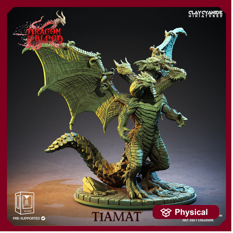 Tiamat 5 headed dragon God  | 130mm tall Resin Miniature | Dungeons and Dragons | Pathfinder Miniatures | DnD 5e | Figure Role Playing - Only-Games