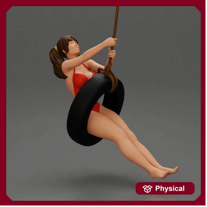 Sexy Girl in onepiece Enjoying a Fun Swinging Adventure on Tire