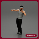Travel man wearing a hat and a beard pointing the right way