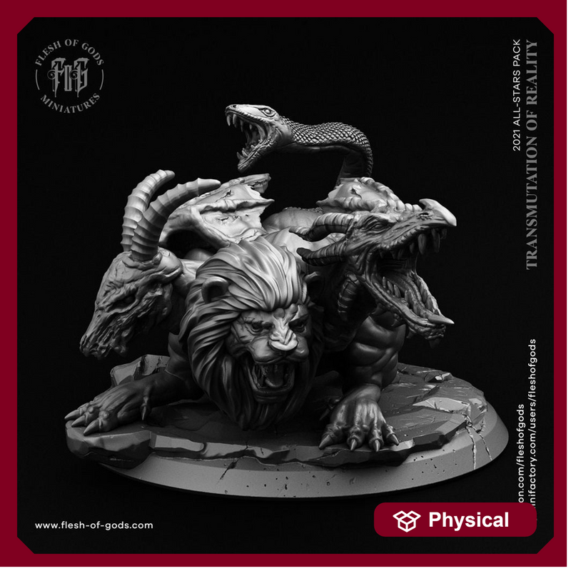 Chimera DnD 5e Miniature | 80mm Base Available: 28mm, 32mm Scale | Resin | Dungeons and Dragons 5e | - Only-Games