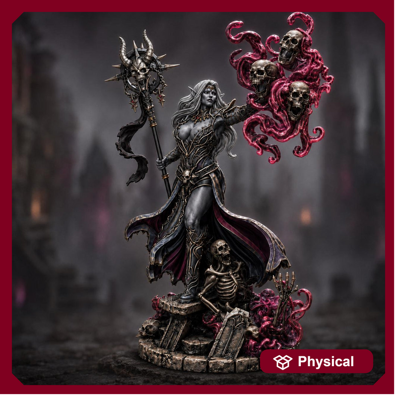 Dark Elf Necromancer STL | Alzeryn Female Death Sorceress Digital Download | PaintedOrNot Original DnD Pathfinder - Only-Games