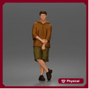 Man crosses arms wearing hoodie shorts sneakers relaxed