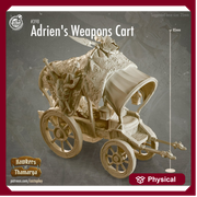 Weapons Dealer Wagon/Cart w/ NPC Dealer mini  | 28mm, 32mm, 75mm Scale | Dungeons and Dragons 5e Miniatures | Pathfinder | Figurine | DnD | - Only-Games