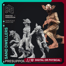 Sand Dwellers - 3 Models -  Wondering Desert -  PRESUPPORTED - Illustrated and Stats - 32mm scale