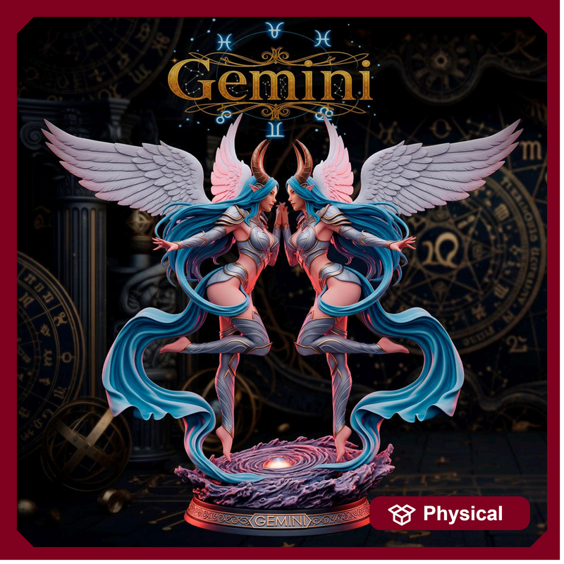 Female Angel Miniature | Gemini Zodiac Twin Sorceress NSFW Topless | UNPAINTED Resin DnD Pathfinder - Only-Games