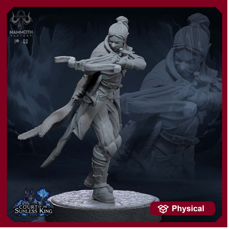Female Elf Gloom Stalker Ranger Assassin Rogue Unpainted | 28mm,32mm,54mm,75mm,100mm Scale | Resin Dungeons and Dragons | Mammoth Factory - Only-Games