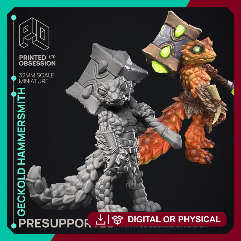 Hammer Smith - Geckold NPC -  PRESUPPORTED - Illustrated and Stats - 32mm scale
