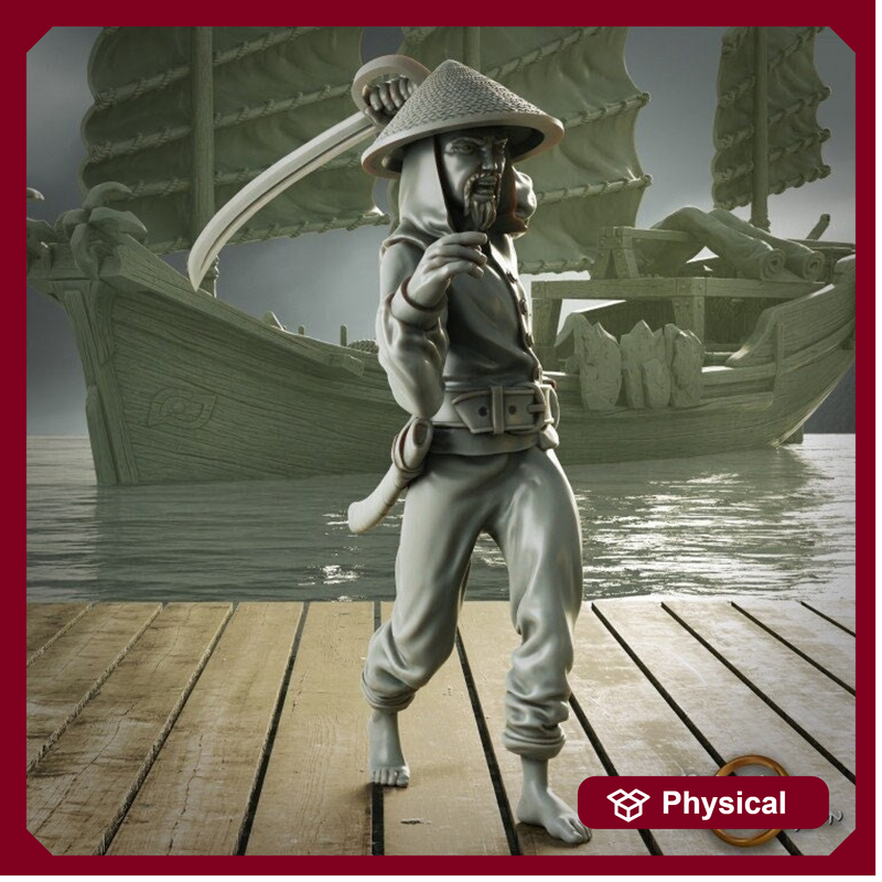 Swashbuckler Pirate Fighter with Sword | Sea encounter | 28mm, 32mm,54mm,75mm,100mm Scales | Player Character D&D 5e Pathfinder Figurine - Only-Games