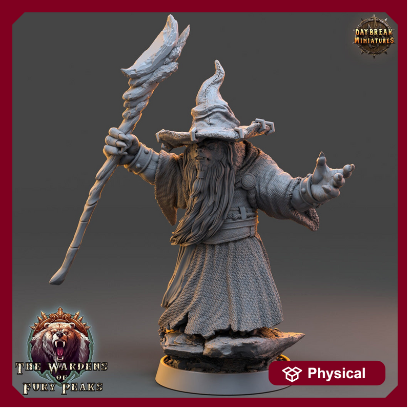 BearFolk Werebear Wizard with Staff | Scales: 28mm, 32mm,54mm,75mm | D&D 5e Megaboss | Dungeons and Dragons |Pathfinder| Daybreak Miniatures - Only-Games