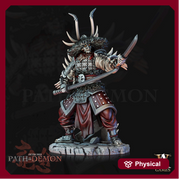 Samurai Demon, Undead Fighter, Senshi Unpainted Miniature D&D 5e  | 28mm,32mm,54mm,75mm,100mm Scales | Dungeons and Dragons | Pathfinder | - Only-Games