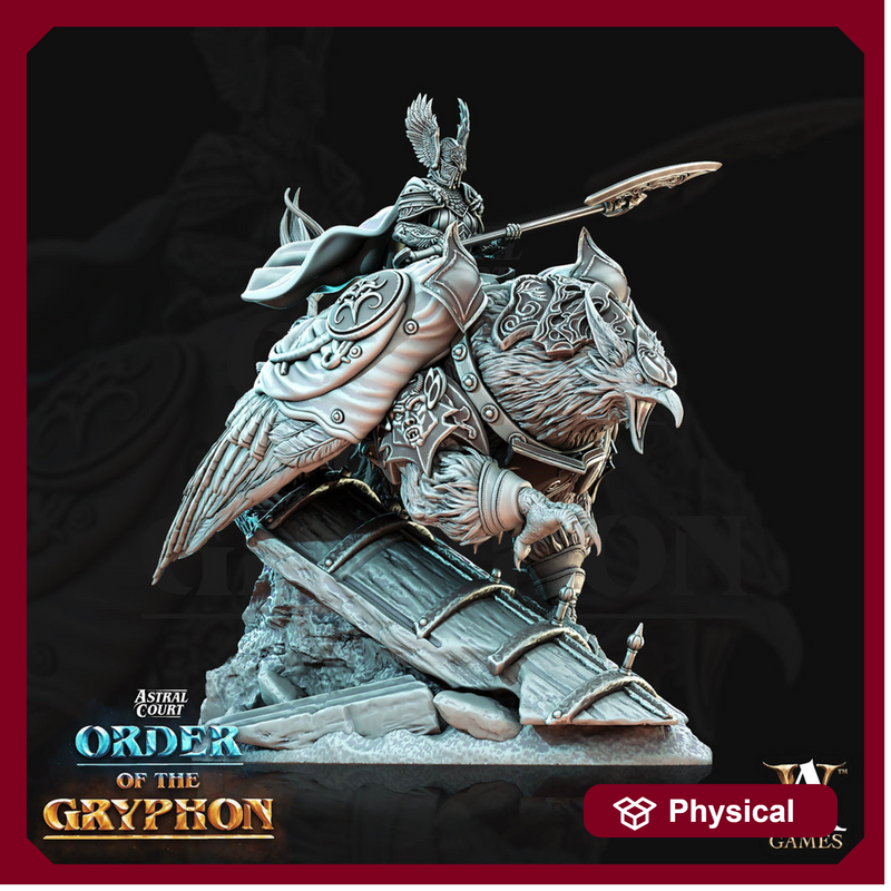 Griffon with Paladin Fighter Knight Rider  | 28mm and 32mm Scale |  Griffon Cavalry | Dungeons and Dragons 5e Miniatures | Pathfinder | - Only-Games