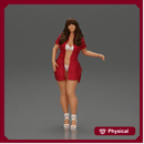 Confident style in red long shirt layers with white accents heels