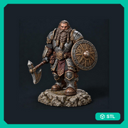 Dwarf Fighter STL | Ordrik Korrun Axe Shield Warrior Digital Download | PaintedOrNot Original DnD Pathfinder - Only-Games