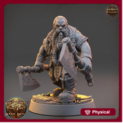 Dwarf Fighter 2 Hand Axes Miniature | Dungeons and Dragons | 28mm,32mm,54mm,75mm, 100mm Scale | Pathfinder Mini for Painting - Only-Games