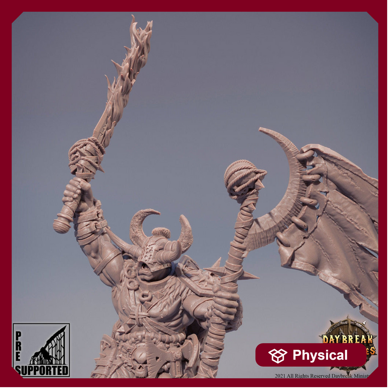 Chaos Knight flaming sword | Blood Warriors | 28mm, 32mm, 75mm | Miniature | Dungeons and Dragons | Pathfinder | - Only-Games