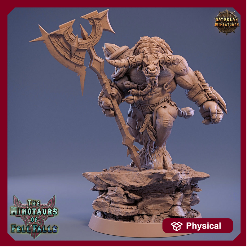 Minotaur Warrior War Chief | Scales: 28mm | 32mm | 75mm | D&D 5e Megaboss | Dungeons and Dragons | Pathfinder | Daybreak Miniatures - Only-Games