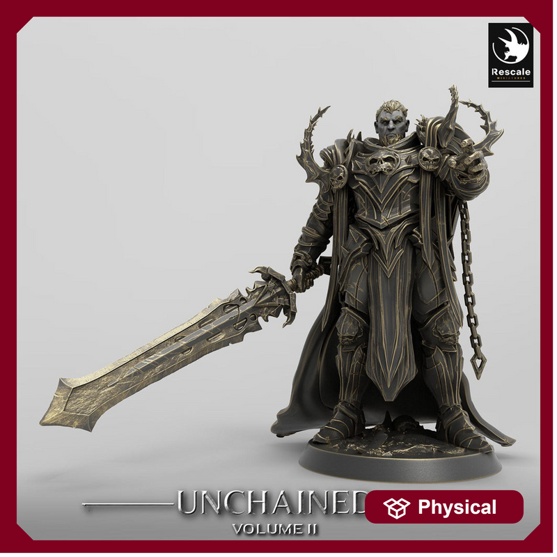 Oathbreaker Paladin, Fighter Battlemaster Great Sword PC / NPC, DnD 5e Unpainted Mini| 28mm, 32mm,54mm,75mm,100mm Scales |Dungeons & Dragons - Only-Games
