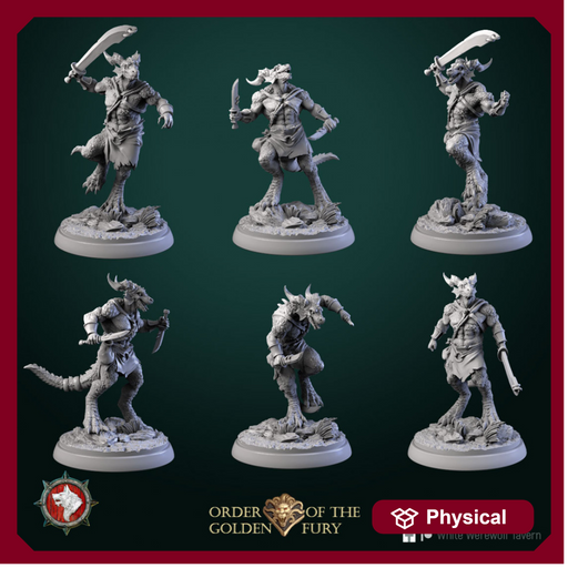 Kobolds warriors set 6 miniatures 32mm pre-supported - Only-Games