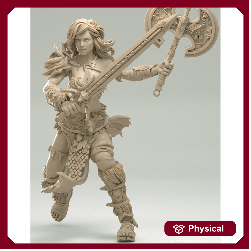 Pinup Female Barbarian Gladiator PC or NPC | 28mm, 32mm Scales also 50mm and 100mm | Dungeons and Dragons | Pathfinder | - Only-Games