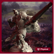 Half-Orc Paladin Fighter Cavalier with Lance | Miniature | 28mm, 32mm, 75mm, 100mm Scales | Pathfinder Figure | DnD | Figurine unpainted | - Only-Games