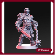 Gladiator Fighter | Resin | Dual Wielder Sword and Morningstar | Dungeons and Dragons | 28mm and 32mm | Pathfinder | Figure for Painting | - Only-Games