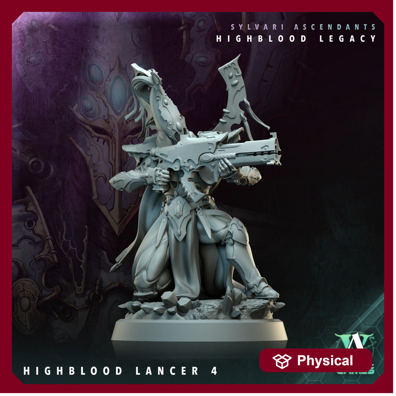 Sci-Fi Miniature Space Elf, Highblood Lancer  | 28mm,32mm, 54mm, 75mm,100mm Scales | Resin Mini | Archvillain Games - Only-Games
