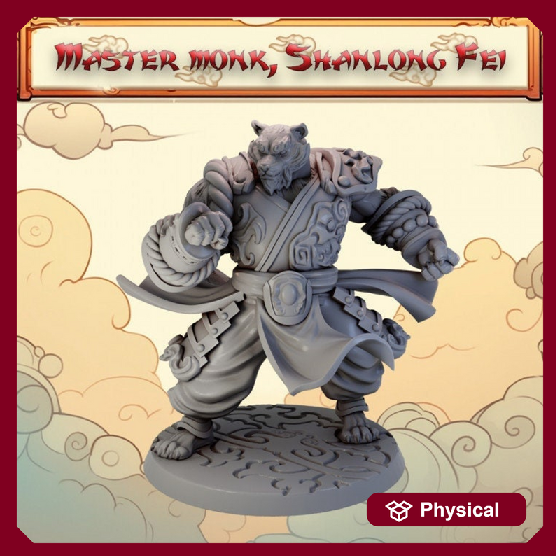 TigerFolk Monk Way of the open Hand, Leonin, Tabaxi  | 28mm, 32mm, 54mm, 75mm Scales,100mm Tall | Dungeons and Dragons D&D 5e | Pathfinder - Only-Games