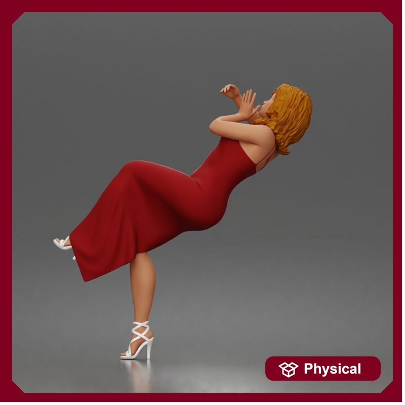 Leaning Back Receiving Kiss Long Dress Strappy Heels Hair Down