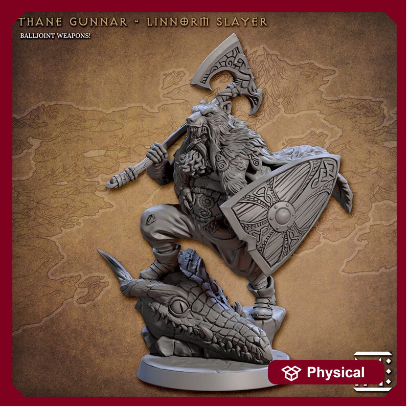 Northman Thane Fighter Barbarian model | 28mm, 32mm, 54mm,75mm Scale Resin Miniature Dungeons and Dragons D&D Pathfinder | Artisan Guild - Only-Games