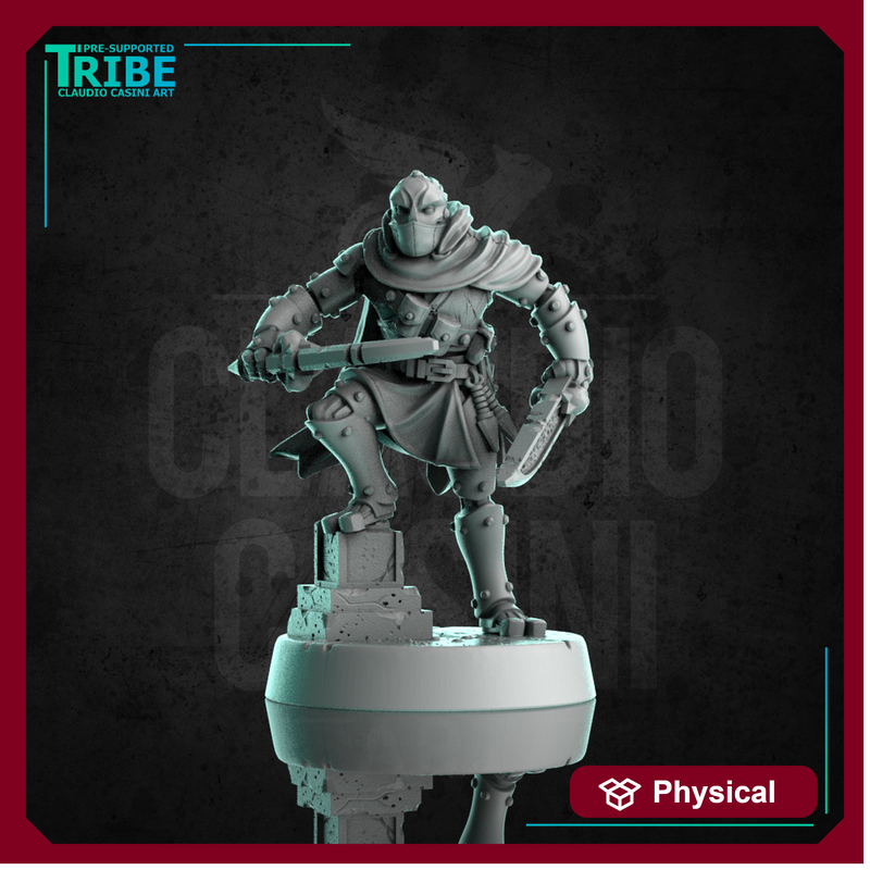 (0312) Male warforged assassin rogue  thief with magic swords and knives