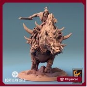 Orc Fighter on Charging Giant Boar w/ Club/Sword, Orc Chieftain | Dungeons and Dragons 5e  | 28mm,32mm, 54mm, 75mm Scale | Pathfinder | LOP - Only-Games
