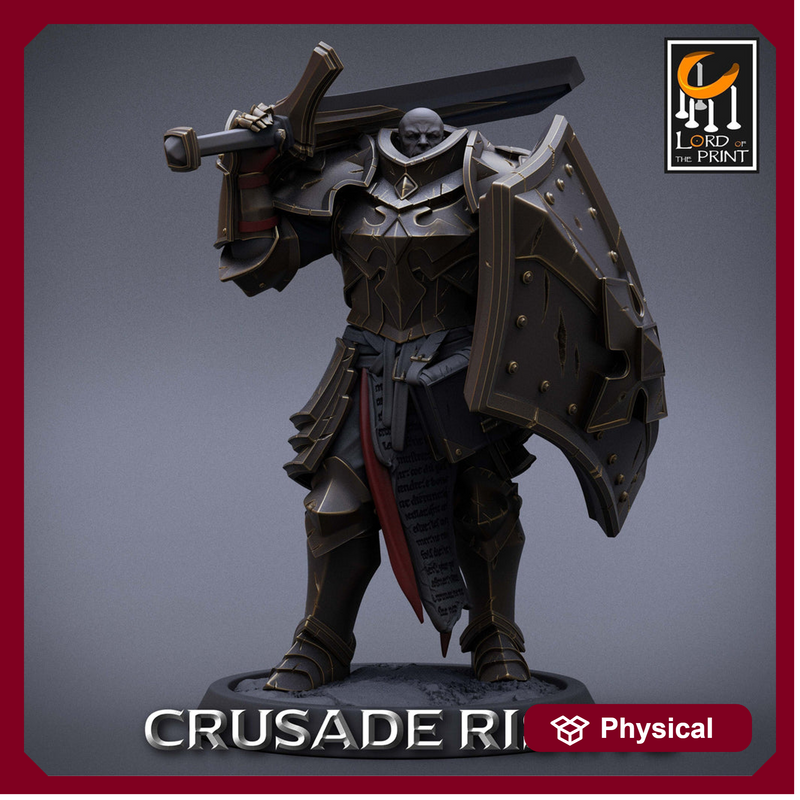 Paladin Knight Templar Unpainted Miniature | 28mm, 32mm,54mm,75mm, 100mm Scales | Dungeons and Dragons | Pathfinder | Lord of The Print - Only-Games