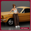 lowrider chola girl is leaning against the car, wearing mini shirt