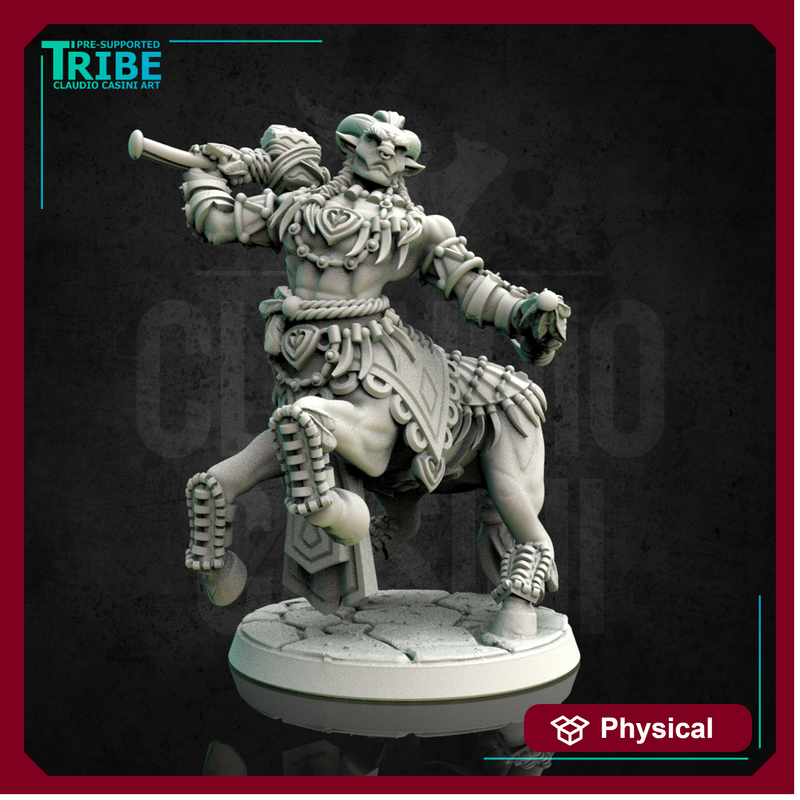 (0115) Male centaur warrior barbarian with hammer