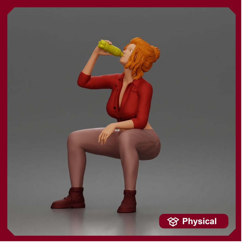 girl sitting drink during short peaceful break
