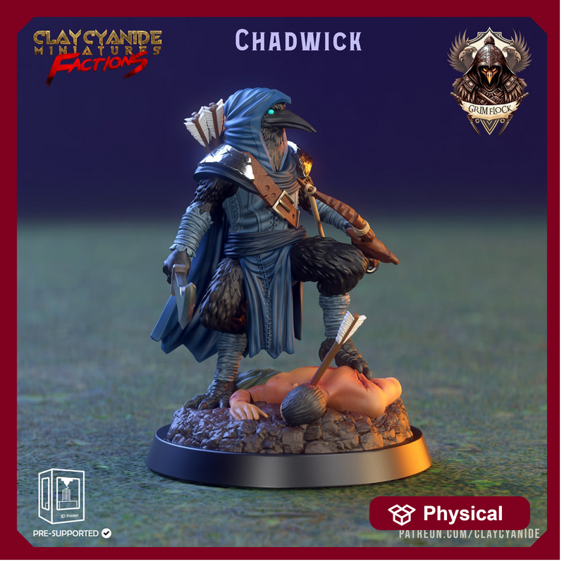Kenku, Raven Folk Aarakocra  Fighter Ranger Paladin Cleric| 28mm, 32mm,54mm,75mm Scale Resin Miniature | Dungeons and Dragons | Clay Cyanide - Only-Games