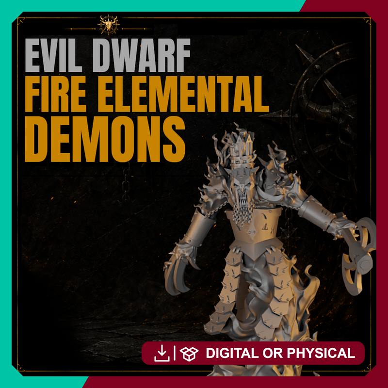 Evil Dwarf Fire Elemental Demons 28mm