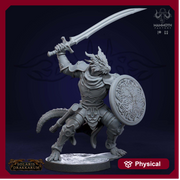 Dragonborn Paladin Sword n Shield  | 28mm,32mm,54mm,75mm,100mm Scale Resin Mini | Dungeons and Dragons D&D 5e | Pathfinder | Mammoth Factory - Only-Games