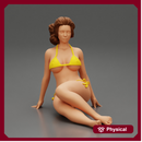 Sexy Woman Girl Sitting in Bikini on Beach